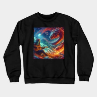 Girl and dragon Crewneck Sweatshirt